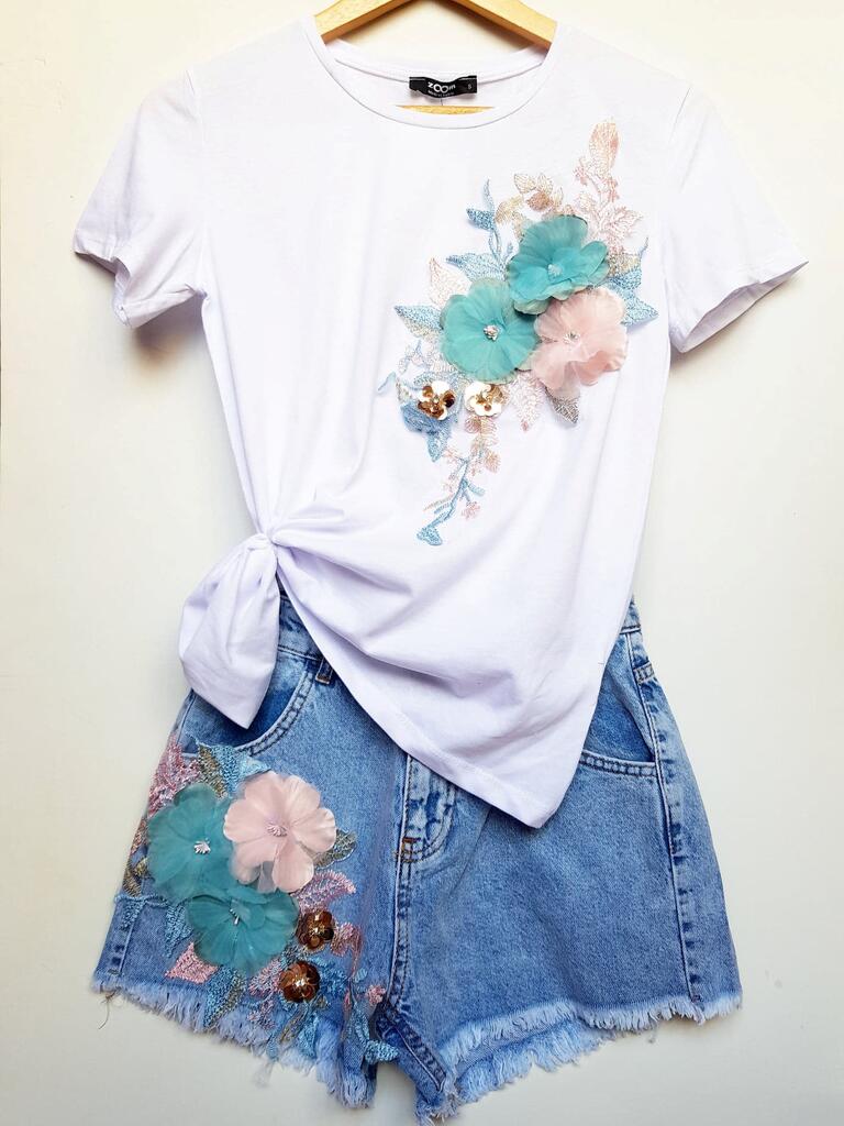    SET JEANS SCURTI CASUAL  FLOWER